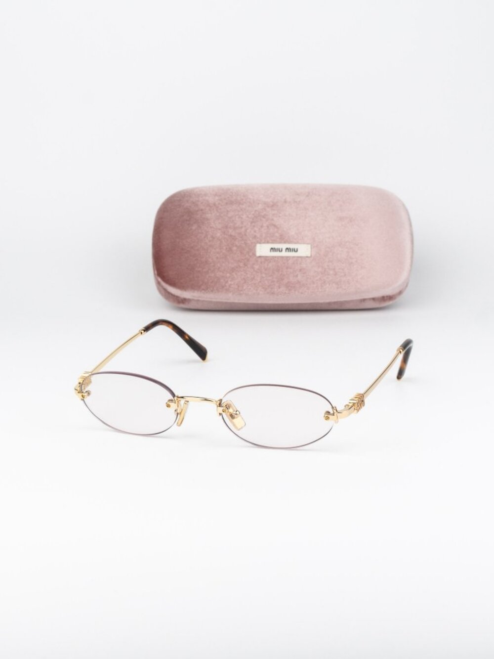 Miu Miu Women Eyeglasses Gold Oval Rimless MUA54S 5AK08N NEW AUTHENTIC